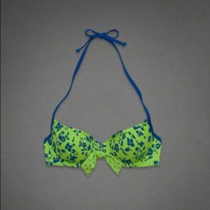 Abercrombie & Fitch Green & Blue Floral Bikini Top XS